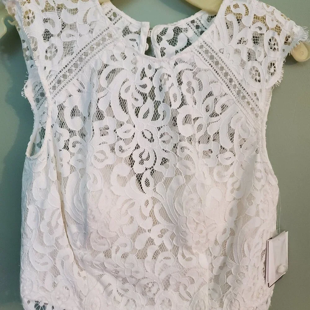 David's Bridal White Lace Top - Picture 2 of 7